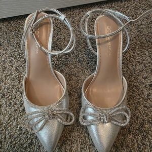 BCBGeneration Silver Bow Heels